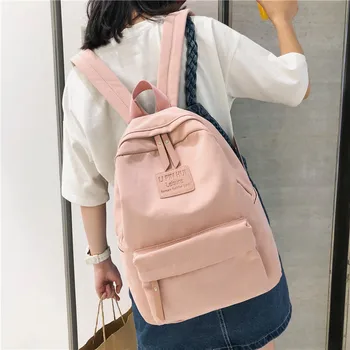 Basit Rahat Sırt Çantası Naylon Kadın Sırt Çantası omuzdan askili çanta okul çantası Genç Erkek Kız Okul Sırt Çantaları Sırt Çantası Mochila