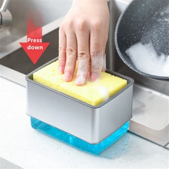 Mutfak Sabunluk Sünger Tutucu ile Bulaşık Deterjanı saklama kutusu manuel pres Tipi Sıvı Sabunluk Ev Gereçleri