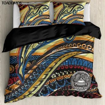 TOADDMOS Serin Samoalı Polinezya Desen Konfor Yatak Takımları Yatak Odası yorgan kılıfı Seti Yastık Kılıfı Yatak Nevresim Pillowslips