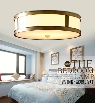Kişiselleştirilmiş amerikan tarzı pirinç tavan lambası cam balkon yatak odası lambası led bakır tavan lambası