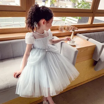 Kızlar Prenses Elbise Yaz Gösterisi Kızlar Süper Batı Tarzı Örgü Elbise çocuk Kabarık Elbise Bebek elbise Elbise