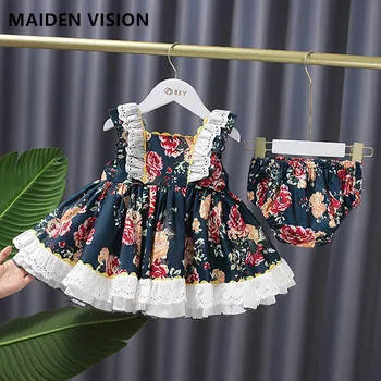 Bebek Yaz çiçek İspanyol Balo Lolita Saray Prenses Dantel Elbise Paskalya Doğum Günü Partisi için Rahat Bebek kız kıyafeti