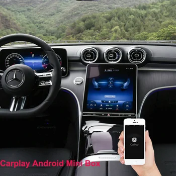 Mini Android Kutusu Benz C sınıfı İçin C220 C220L Kablosuz Carplay AI KUTUSU Android Oto Araba Multimedya Video Oynatıcı baş dayama monitörü