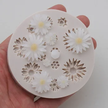 Silikon Çiçek Kalıp Polimer Kil Küpe Küçük Papatya DIY Küpe Esnek Reçine Fondan Kalıp