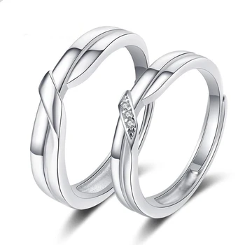 2 ADET Bakır Kaplama Gümüş Büküm Kravat Düğüm Çift Düğün Nişan Yüzüğü Kristal Erkek Kadın Sevgililer Hediye Toptan Dropshipping