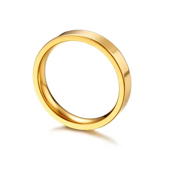 Titanyum çelik altın renk nişan yüzüğü paslanmaz çelik erkek ve kadın yüzük
