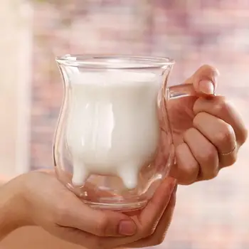 300 ml fincan çift duvar şeffaf süt kahve suyu su bardakları ısıya dayanıklı cam bardak termal kupa