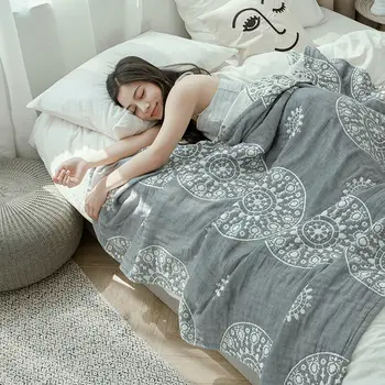 Alherff Marka Battaniye yumuşak gazlı bez battaniye saf pamuk yatak örtüsü kraliçe kral boyutu nefes ınce yaz ıçin