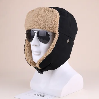 Sıcak tutmak Bombacı Şapka Kadın Kış Kulaklığı Şapka Kış Rus Şapka Erkek Kadın Rüzgar Geçirmez Bisiklet Kayak Kap Kar Şapka Kaşmir Rus Kalpağı Kap