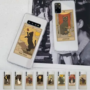 Cadılar ay Tarot Gizem totem kedi Telefon Kılıfı için Samsung A51 A52 A71 A12 Redmi için 7 9 9A için Honor8X 10i Şeffaf Kılıf