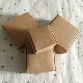 3.7 * 3.7 * 2 cm Küçük Kraft Kağıt Hediye Kutusu El Yapımı Sabun Paketi Kutusu 300pcs lot Ücretsiz kargo
