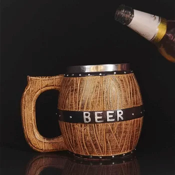 Yeni 450/500ml Yaratıcı retro Varil Tarzı bira kupası Simülasyon Ahşap Varil Bira Bardağı Büyük Kapasiteli İçme Kupa Şarap Bardağı
