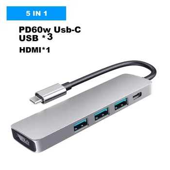 Tip C HDMI uyumlu 4K USB-C USB 3.0 Hub SD TF dok istasyonu MacBook Pro / Dell / HP / Lenovo / Samsung Dizüstü Bilgisayar Yerleştirme İstasyonu