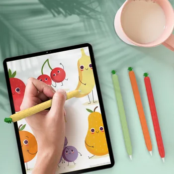 Eğlenceli Meyve Şekli Silikon Koruyucu Kılıf için Uygun Apple Kalem 2nd Nesil Karikatür Silikon Koruyucu Kalem Kılıfı