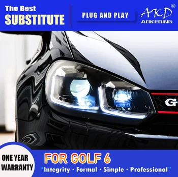 AKD Kafa Lambası VW Golf 6 için LED Far 2009-2012 Farlar Golf 6 DRL Dönüş Sinyali Yüksek İşın Melek Göz Projektör Lens