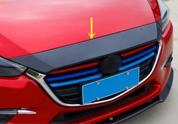 Mazda 3 AXELA 2017 için 2018 2019 ABS Krom hood dekoratif şerit Karbon fiber desen anti-scratch koruma araba aksesuarları