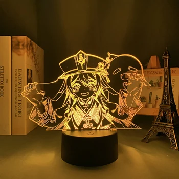 Genshin Darbe Paimon Aether Gece Lambası Klee Candace 3D Anime Lamba yatak odası dekoru Ganyu led ışık Başucu Gece Erkek Hediye