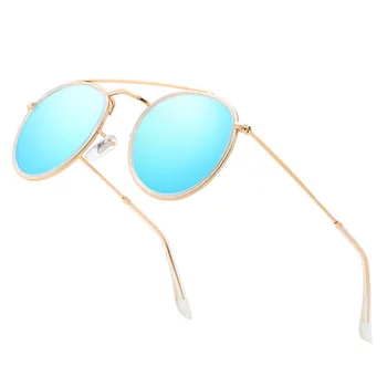 Marka Tasarım Yuvarlak Polarize Güneş Gözlüğü Klasik Metal Erkekler Sürüş güneş gözlüğü Kadın UV400 Sunglass Shades Gözlük Oculos de sol