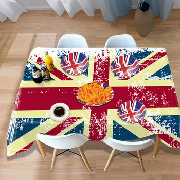Vintage Union Jack Masa Örtüsü Büyük Britanya Birleşik Krallık Masa Örtüsü Kadife ve Keten Dikdörtgen Sofra Örtüsü 70th Kraliçe