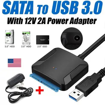 SATA USB3.0 Adaptörü Dönüştürücü 12 V / 2A ABD Plug Güç Adaptörü