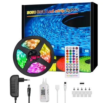 DC12V Bluetooth APP müzik aktif SMD 5050 RGB esnek LED şerit ışık kitleri 5M 16.4 ft Uzaktan kumanda ile kapalı