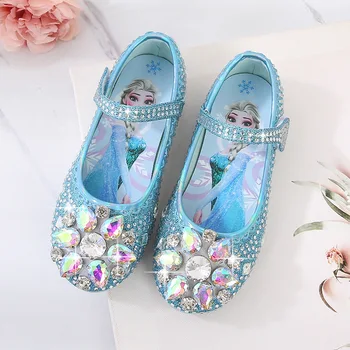 Disney Flaş Elmas Elsa Prenses Moda çocuk ayakkabıları Kızlar Bahar Yeni Stil Kore Çiçek Rhinestone Pullu rahat ayakkabılar