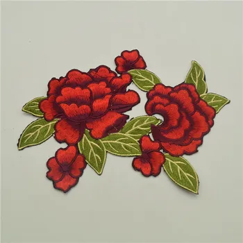 10 ADET Yeni İşlemeli Çiçek Aplike Demir On Başarmak On Patch Giyim kırmızı dıy craft için dikiş.