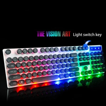 USB Kablolu Oyun Klavyesi Renkli ışıklar ile Su Geçirmez Punk Klavye Oyunlar ve İş için 104 Tuşları Klavye