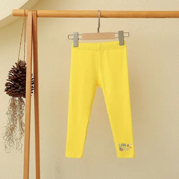 2022 Çocuk Kız Rahat pantolon Düz Renk Baskılı Desen Elastik Bel Çocuklar Streç Tayt pamuklu pantolonlar
