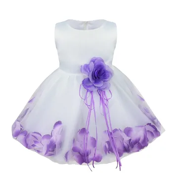 Bebek Kız Vaftiz Elbise Yenidoğan Prenses doğum günü partisi elbisesi Yürüyor Çocuk Çiçek Petal Vaftiz Topu cüppeli elbiseler Kızlar İçin