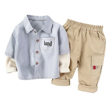 Yeni Bahar Çocuk Moda Ceket Pantolon 2 adet / takım Sonbahar Bebek Erkek pamuklu giysiler Toddler Rahat Kostüm Çocuklar Moda Eşofman