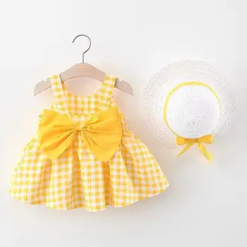 Bebek Elbise Kız Kolsuz İlmek Prenses Doğum Günü Ekose Vestido Kız İnfantil Elbise 0-24M Elbiseler Rahat Yenidoğan Giysileri Üstleri