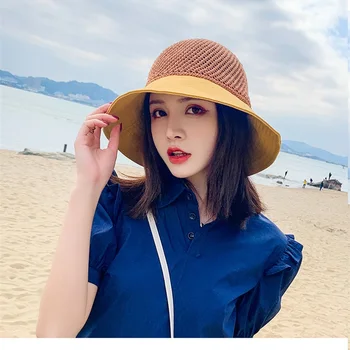Vısrover 5 Renk Kova Şapka Kadınlar İçin Yaz Şapka Güneş Kelebek Açık Katlanabilir Şapka Plaj Güneş Koruyucu Balıkçı Kapaklar Büyük Trim