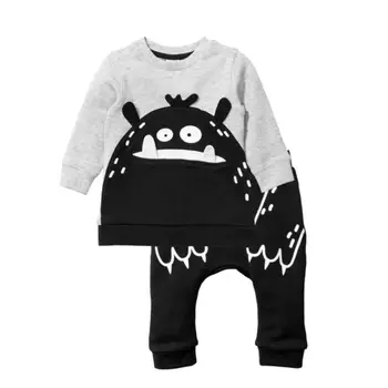 Yenidoğan Erkek Bebek Kız Kıyafet Giyim Setleri Üst Uzun Kollu Pamuklu T-Shirt Tulum Pantolon Rahat Sevimli Hayvanlar Giyim Erkek 0-3T