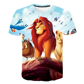Erkek Aslan Kral T-Shirt İlkbahar Yaz Çocuklar Kısa Kollu Üstleri Erkek Kız Casual Tees Baskı T Shirt Çocuk Giyim 1-14Y