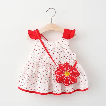 Bebek Kız Elbise 2022 Yeni Yaz Toddler Çiçek Baskı Prenses Vestidos Kız Bebek Kolsuz Parti Giyim