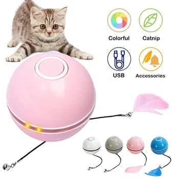 Renkli Akıllı Elektrikli Kedi Oyuncak USB İnteraktif Top Oyuncak Haddeleme Flaş Topu Pet Oyuncak Elektrikli Dönen Oyuncak Kedi Aksesuarları