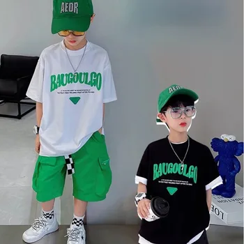 Yaz Yakışıklı Serin Çocuklar Çocuk Rahat Karikatür Ayı Baskı Moda çocuk Saf Pamuklu kısa kollu t-shirt Yürümeye Başlayan Tees Han Fan