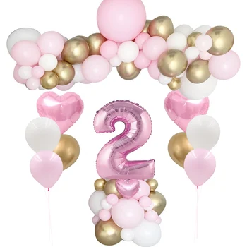 44 adet Bebek Duş Doğum Günü Balon Kulesi 1-9 32 İnç Şekil Balon Kızların Mutlu Doğum Günü Partisi Süslemeleri DIY Hediyeler