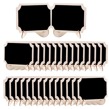 30 Adet Mini Kara Tahta İşareti Gıda Etiketleri İçin Parti Büfe, Ahşap Küçük yazı tahtası İşaretleri (Dikdörtgen Çentik )