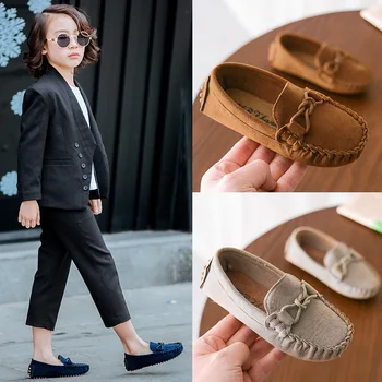 2020 Çocuk Kız rahat ayakkabılar loafer ayakkabılar Fırçalama Rahat Tendon Alt Vahşi Bezelye Ayakkabı Toddler Yumuşak Tabanlı Ayakkabı Nefes