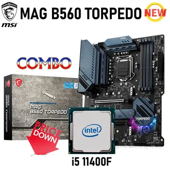 LGA 1200 MSI MAG B560 TORPEDO Anakart Seti + Intel ı5 11400F Combo DDR4 128GB M. 2 PCI-E 4.0 OYUN Placa-mãe Kiti Masaüstü Yeni