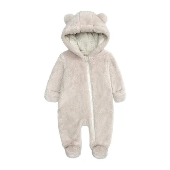 Bahar Bebek Giysileri Yeni Doğan Bebek Tulum Erkek Kış Polar Katı Kapşonlu Romper Fermuar Ceket Dış Giyim Bebek Tulum Giyim