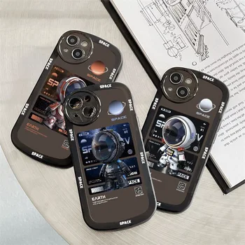 3D Astronot Telefon Kılıfı için iPhone 14 11 12 13 Pro Max Mini XS XR X 7 8 Artı SE 2020 Lüks Kaplama Yumuşak Kapak