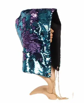Parti şapkaları Mermaid Pullu Hood Şapkalar Büyülü Geri Dönüşümlü Sequins Şapka Rave Büyük Olay Sahne performansı Bling Kap Cosplay Sahne