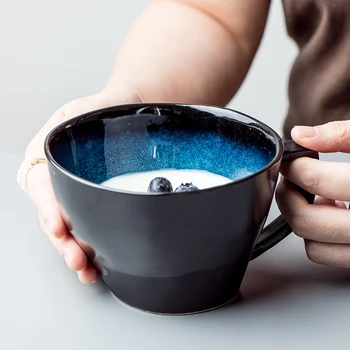Yaratıcı Retro Mavi Düzensiz Seramik Kupa Kahve Kupalar Sevgilisi Çay süt kupası Yaratıcı yıldönümü hediyesi Kawaii Kupa Bardak Bardak