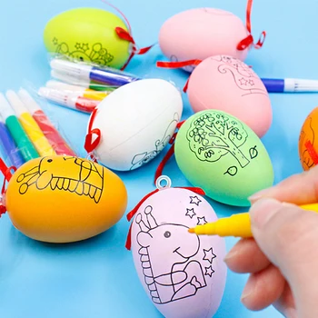 1 TAKIM Noel Paskalya Komik Karikatür Çocuk El Yapımı DIY El Boyalı Renk Yumurta Oyuncaklar Parti Doğum Günü Hediyeleri Yeni Yıl Ev dekor