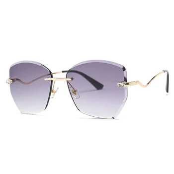 Trendy Yarı çerçevesiz Güneş Gözlüğü Kadın Moda Yuvarlak Büyük Gözlük Retro Boy Gözlük Erkekler UV400 Zonnebril Dames