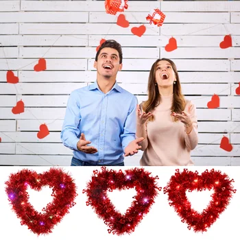 1m 10 LED Asılı Garland Parti Süsler Kırmızı Kalp Işıklı Çelenk Akülü Nişan Sahne Sevgililer Günü için düğün