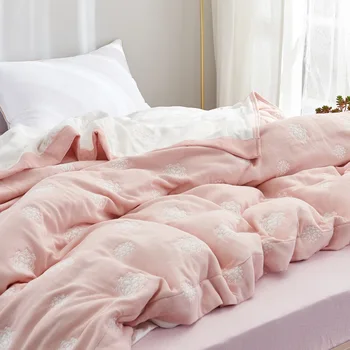 Avrupa Battaniye Yatak Sekiz Katmanlı Muslin gazlı Bez Çiçek Havlu Yatak Örtüsü Kalınlaşma Yetişkin Çift Kişilik Yatak Yorgan Atmak Battaniye